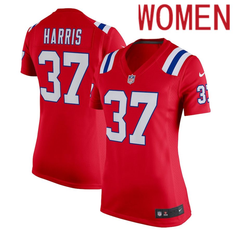 Women New England Patriots #37 Damien Harris Nike Red Game NFL Jersey->women nfl jersey->Women Jersey